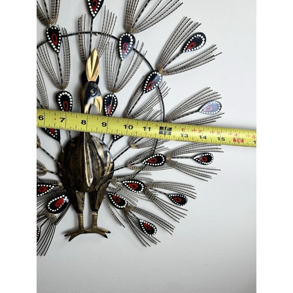 VTG Set 2 Mid Century Peacock Metal Wall Art MCM Decor Large Boho Hippie 3D Bird